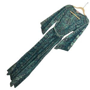 calypso st barth incredible turquoise cotton IKAT maxi dress S kimmono sleeve